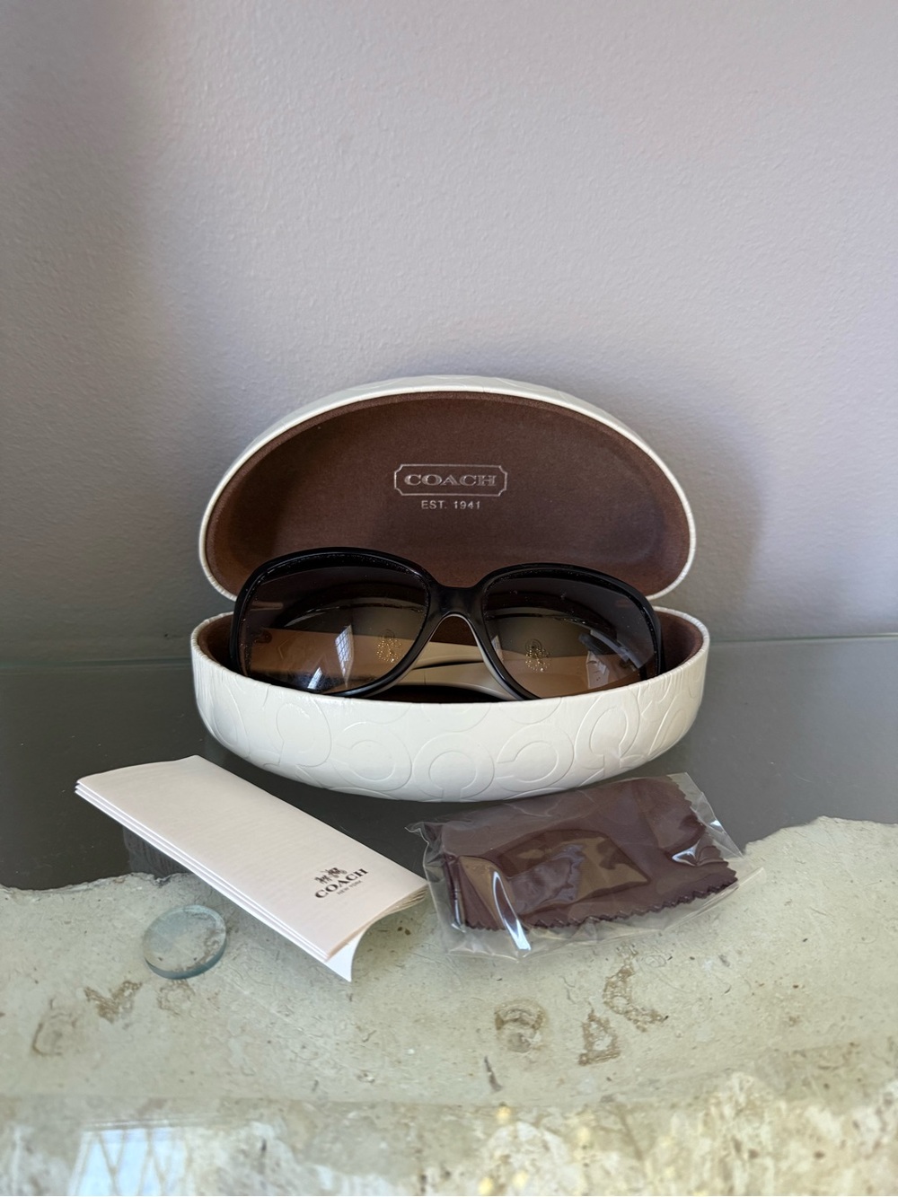Coach Brown Gradient Sunglasses with White Embossed Case